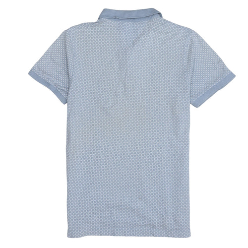 Tommy Hilfiger Denim Men's Blue Geometric Cotton Polo Shirt M