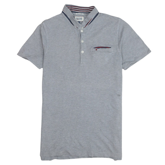 Hilfiger Denim Men's Grey Stand Collar Polo Shirt Size L
