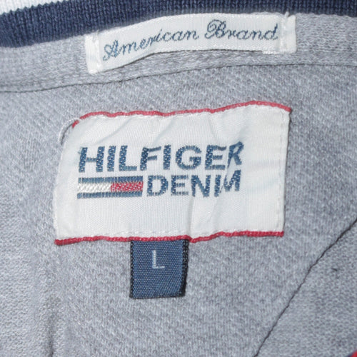 Hilfiger Denim Men's Grey Stand Collar Polo Shirt Size L