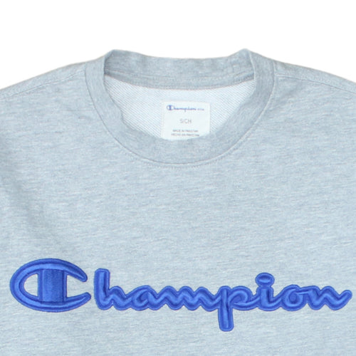 Champion Mens Grey Regular Fit Logo Pullover Sweatshirt Size S