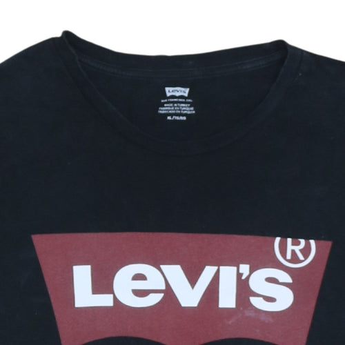 Levi's Men's Black XL Crew Neck Short Sleeve Logo T-Shirt