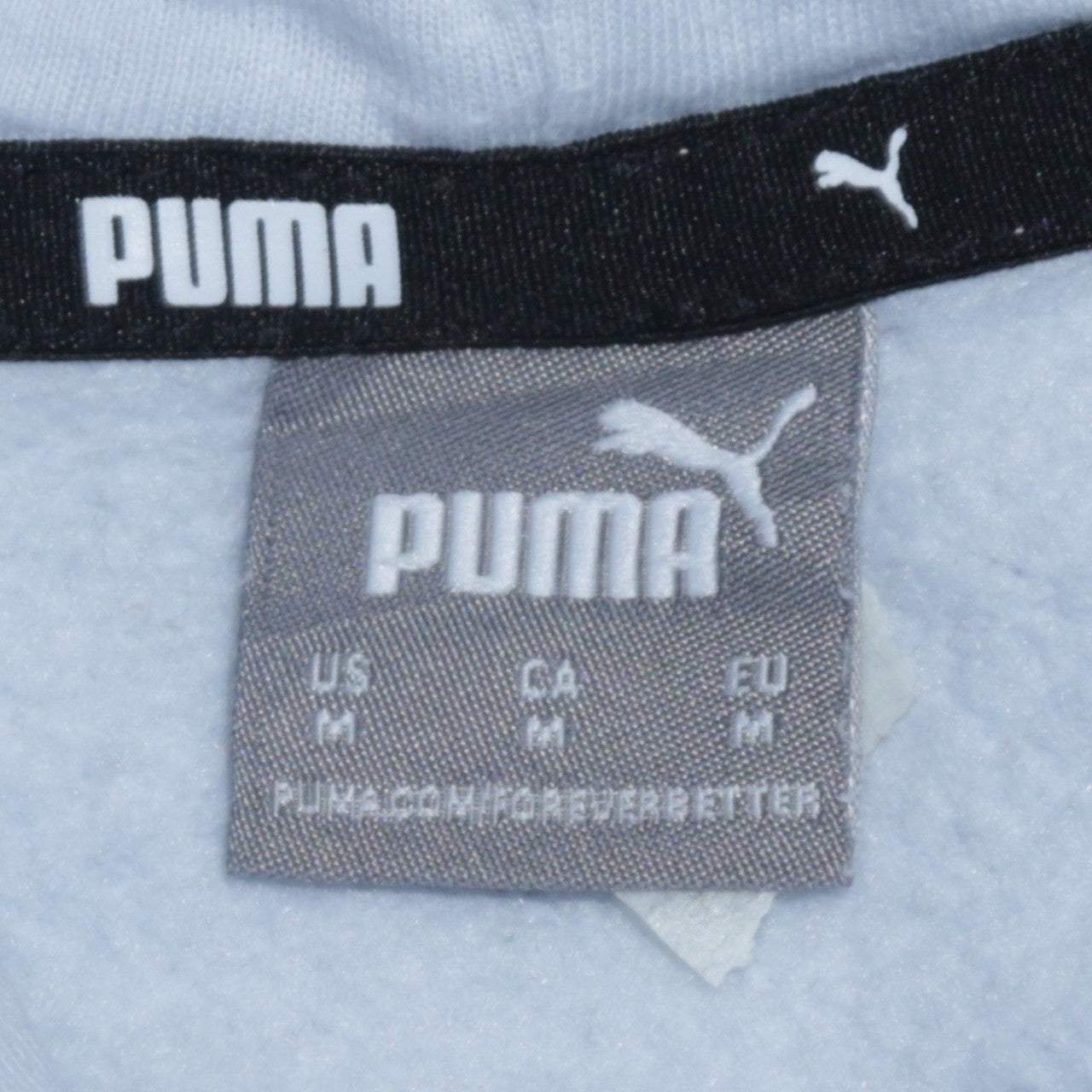 Puma Women Light Blue Pullover Hoodie M Logo Print Cotton Blend