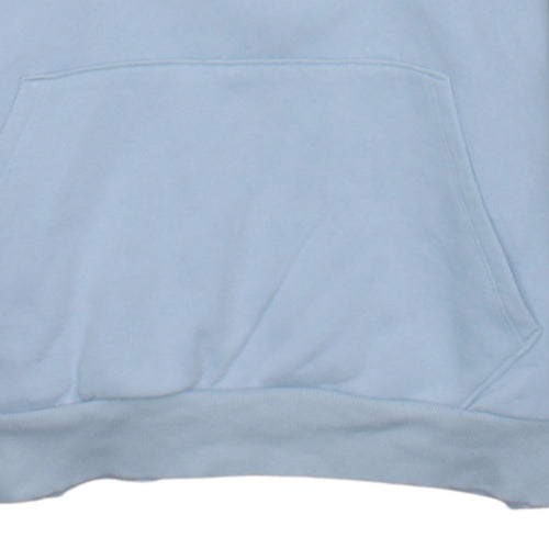 Puma Women Light Blue Pullover Hoodie M Logo Print Cotton Blend