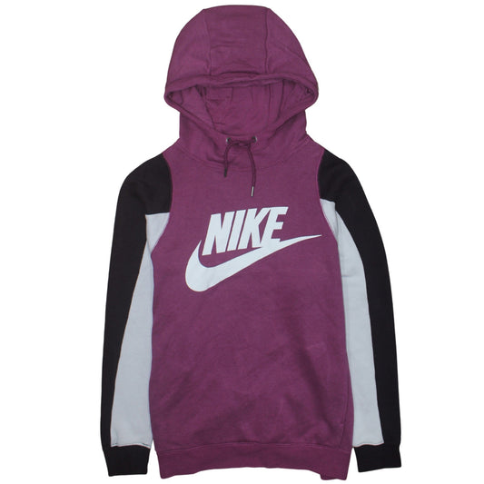 Nike Womens Purple Colourblock Hoodie Medium Hooded Pullover Sweatshirt