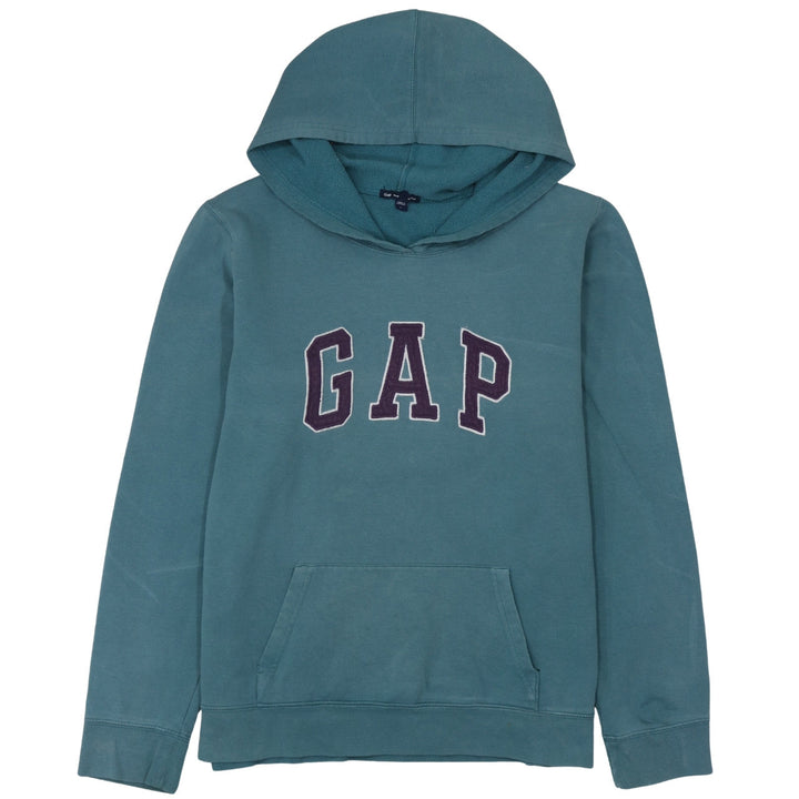 GAP Women Teal Blue Pullover Hoodie Logo Design Size M