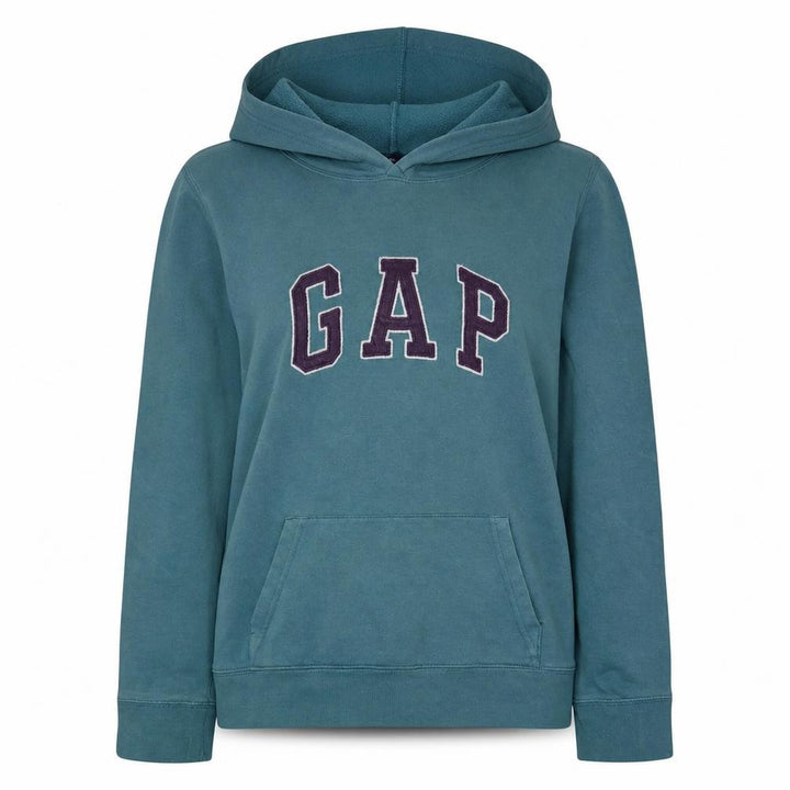 Gap Women Teal Blue Pullover Hoodie Logo Design Size M