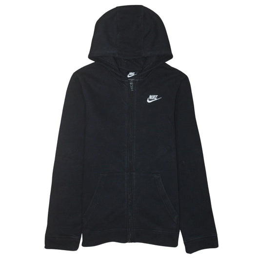 Nike Boys Black Full Zip Hoodie XL 158-170cm Sweatshirt Lined Hooded