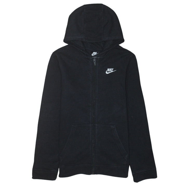 Nike Boys Black Full Zip Hoodie XL 158-170cm Sweatshirt Lined Hooded