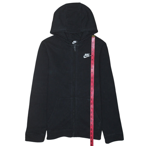 Nike Boys Black Full Zip Hoodie XL 158-170cm Sweatshirt Lined Hooded