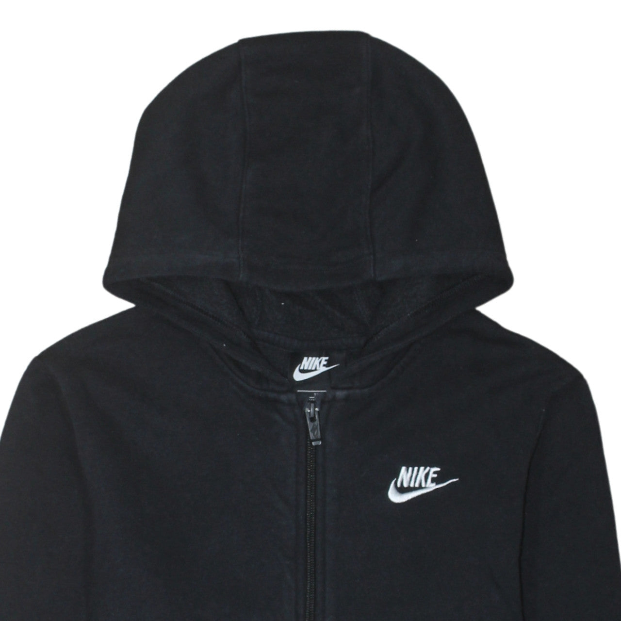 Nike Boys Black Full Zip Hoodie XL 158-170cm Sweatshirt Lined Hooded