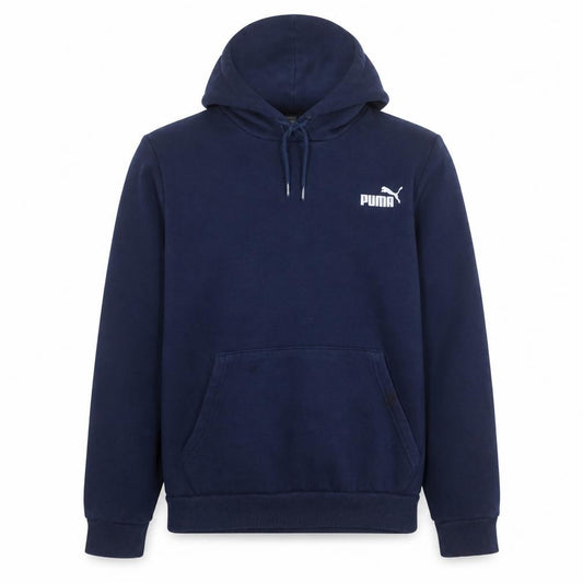 Front view of Puma Men's Blue Pullover Hoodie L Sports Fleece Sweatshirt