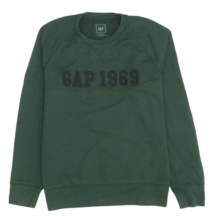 GAP Women Green Small Pullover Sweatshirt Crew Neck Cotton Casual