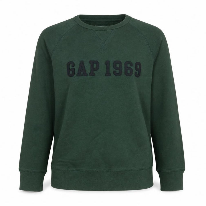 Gap Women Green Small Pullover Sweatshirt Crew Neck Cotton Casual