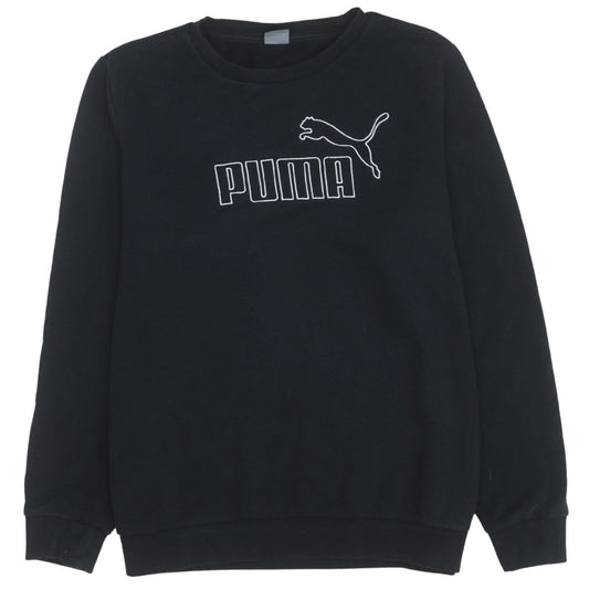 Puma Womens Black XL Pullover Sweatshirt Crew Neck Logo Print