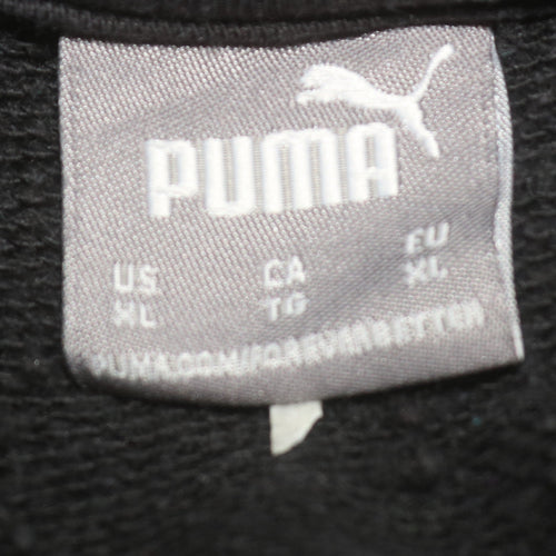 Puma Womens Black XL Pullover Sweatshirt Crew Neck Logo Print