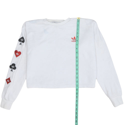 Adidas Womens White XS Crew Neck Pullover Sweatshirt Hearts & Clubs Design