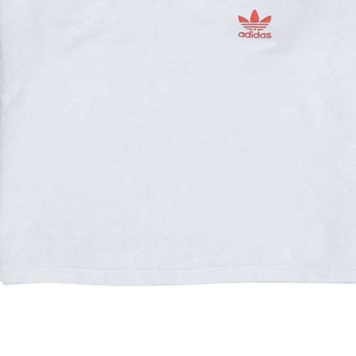 Adidas Womens White XS Crew Neck Pullover Sweatshirt Hearts & Clubs Design