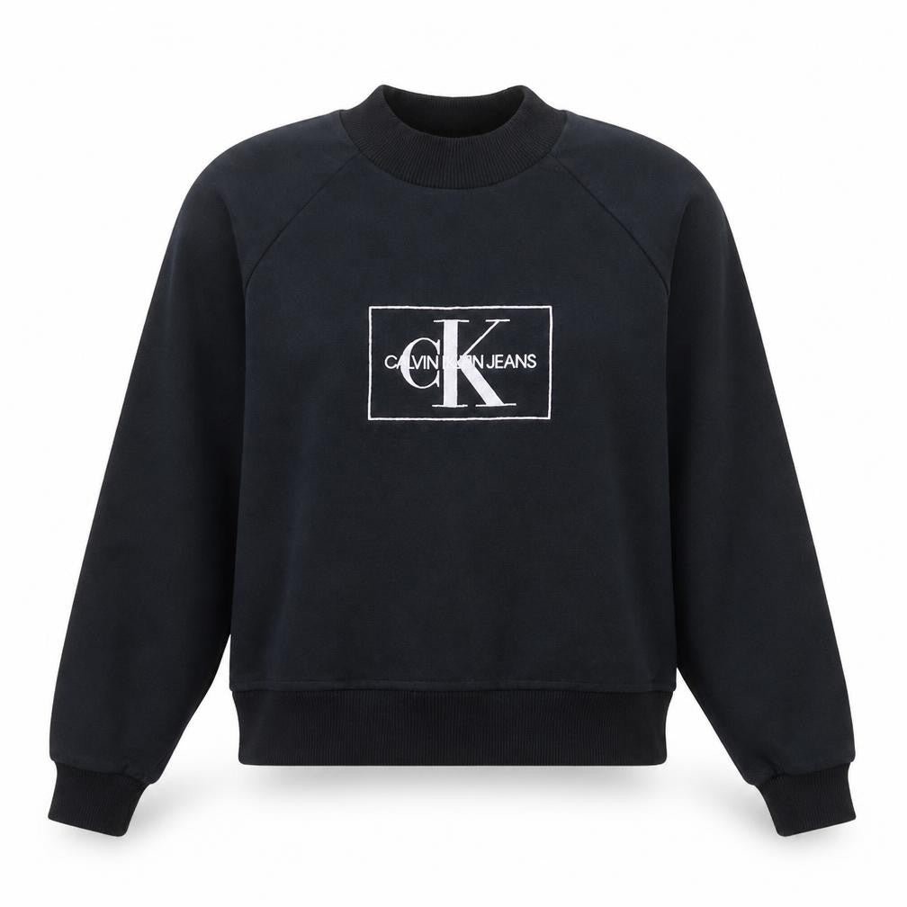 Front view of Calvin Klein Jeans Women's Black Small Pullover Sweatshirt