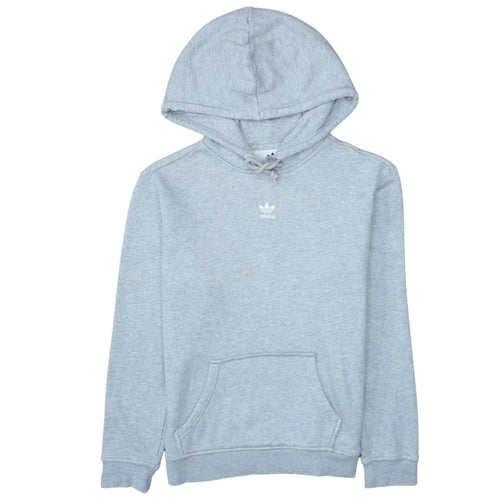Adidas Women Grey Pullover Hoodie Size 8 Logo Hooded Sweatshirt