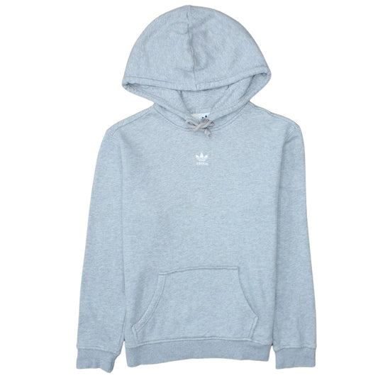 Adidas Women Grey Pullover Hoodie Size 8 Logo Hooded Sweatshirt
