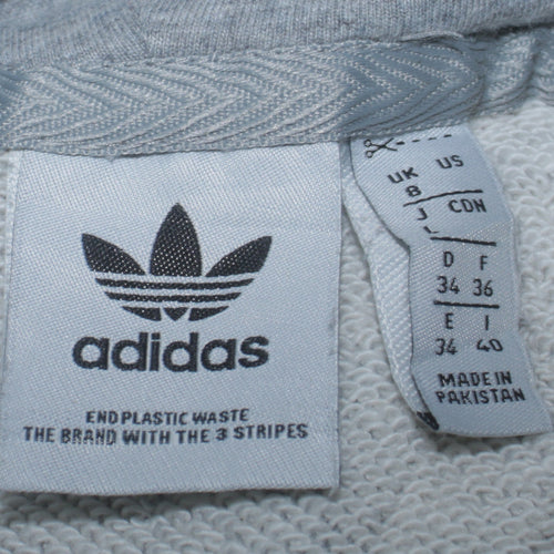 Adidas Women Grey Pullover Hoodie Size 8 Logo Hooded Sweatshirt