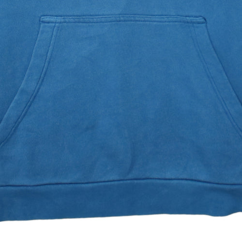 Adidas Mens Blue Pullover Hoodie L Logo Fleece Sweatshirt