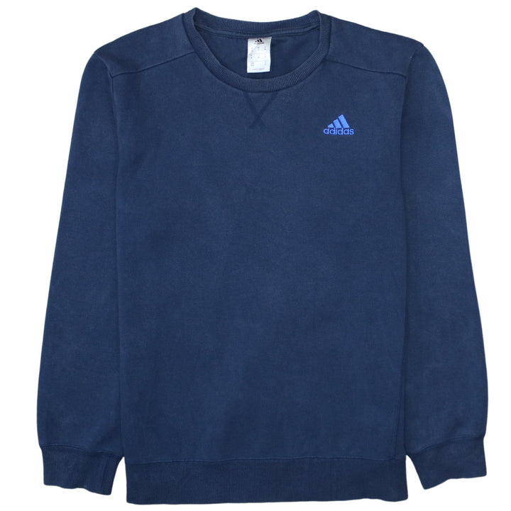 Adidas Men's Blue Crew Neck Pullover Sweatshirt M Logo Cotton Blend