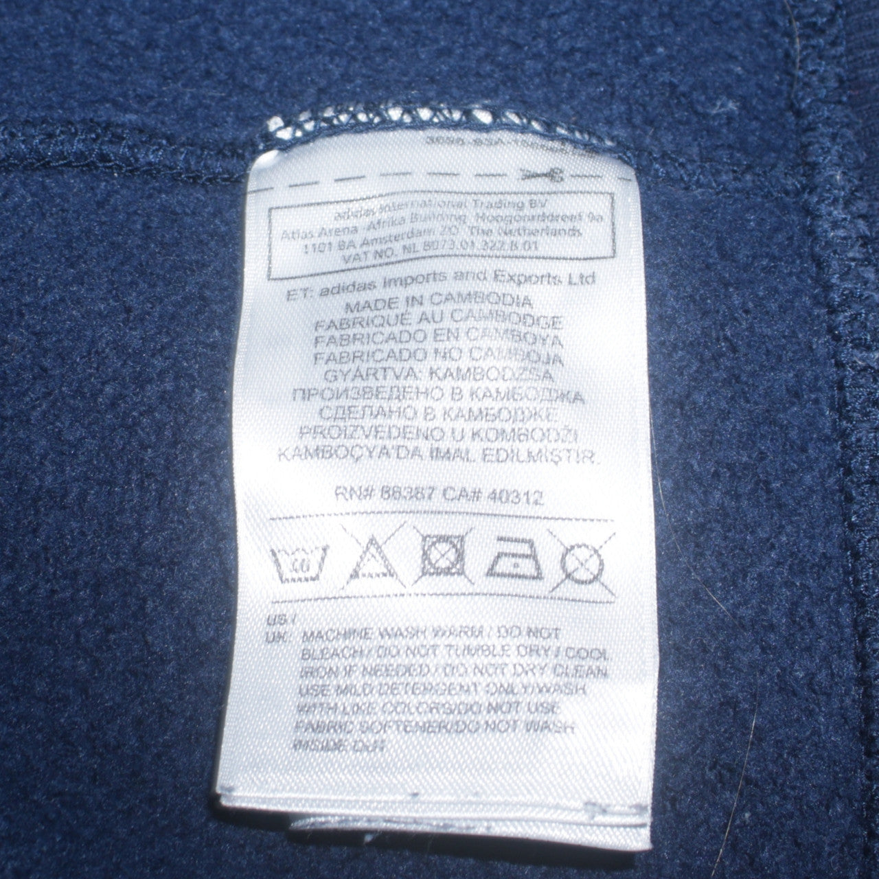 Adidas Men's Blue Crew Neck Pullover Sweatshirt M Logo Cotton Blend
