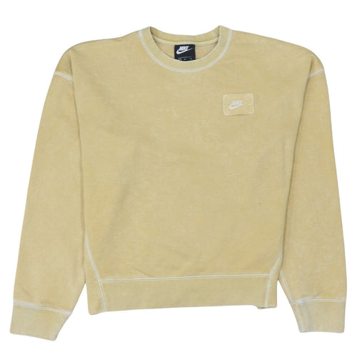 Nike Women Beige Crew Neck Pullover Sweatshirt M Cotton Blend