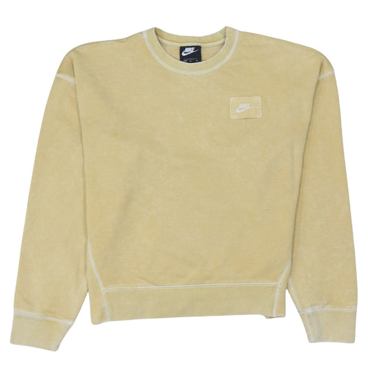 Nike Women Beige Crew Neck Pullover Sweatshirt M Cotton Blend