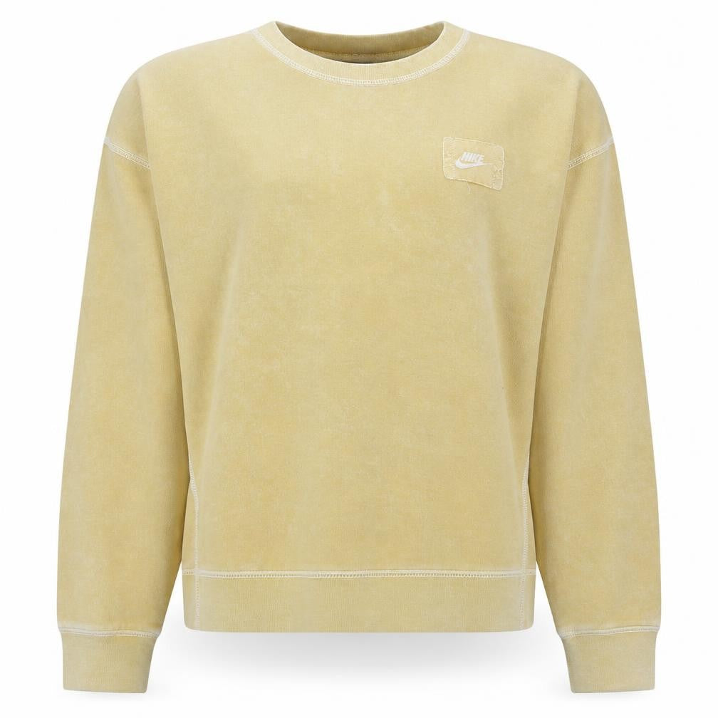 Front view of Nike Women Beige Crew Neck Pullover Sweatshirt M Cotton Blend