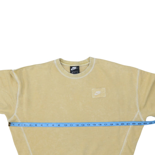 Nike Women Beige Crew Neck Pullover Sweatshirt M Cotton Blend