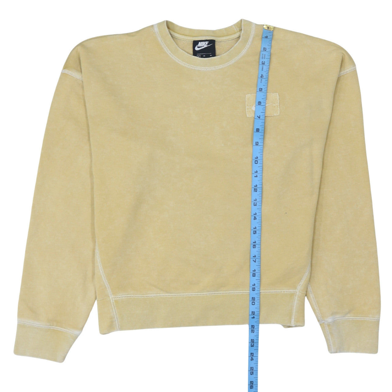 Nike Women Beige Crew Neck Pullover Sweatshirt M Cotton Blend