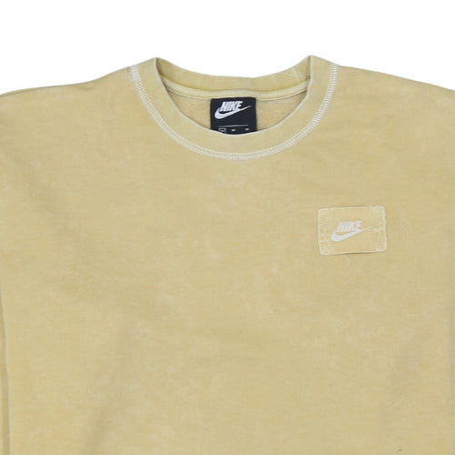 Nike Women Beige Crew Neck Pullover Sweatshirt M Cotton Blend