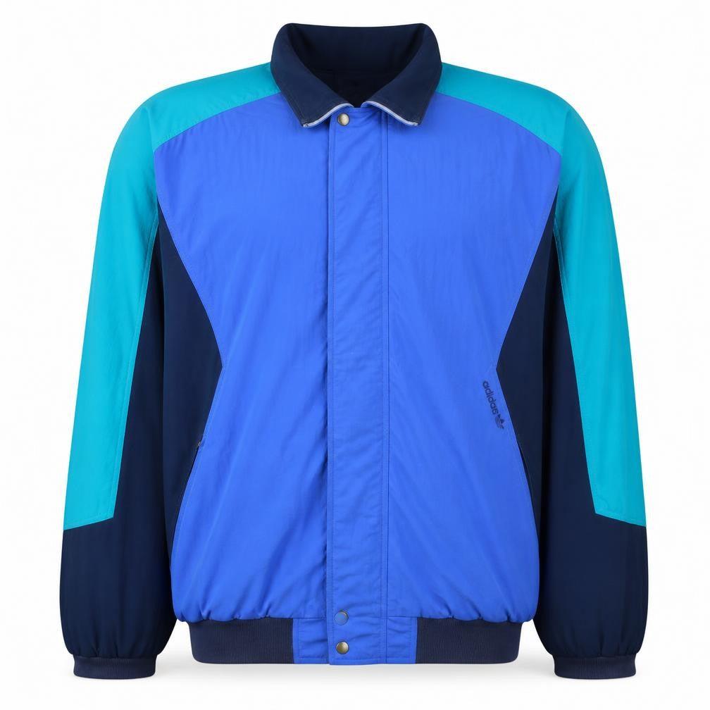 Front view of Adidas Men's Blue XL Retro 90s Windbreaker Jacket