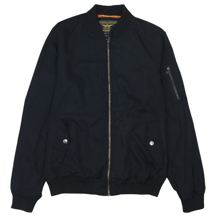 Alcott Men's Black XL Bomber Jacket Cotton Blend Casual Zip Up