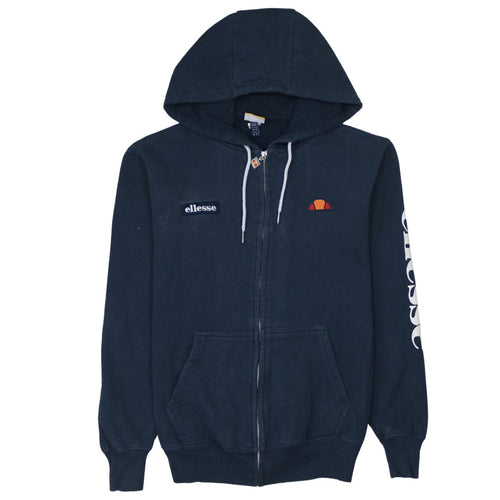 Ellesse Women's Navy Full Zip Hoodie UK 6 Cotton Blend Casual Sweatshirt