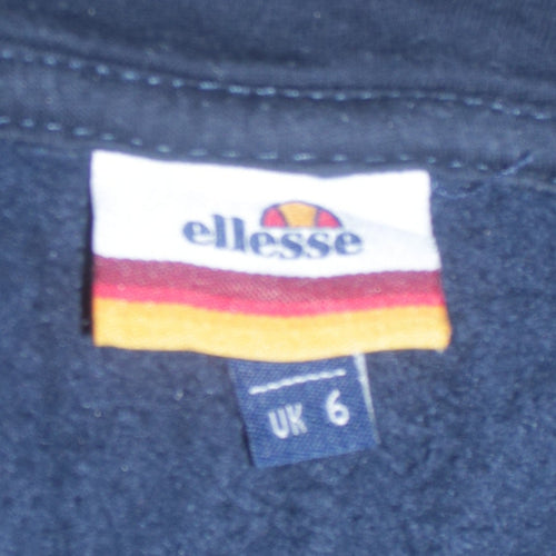 Ellesse Women's Navy Full Zip Hoodie UK 6 Cotton Blend Casual Sweatshirt