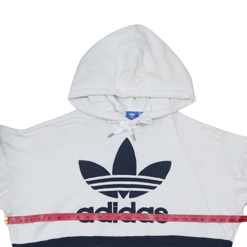 Adidas Womens White Grey Navy Hoodie Size 16 Pullover Cotton
