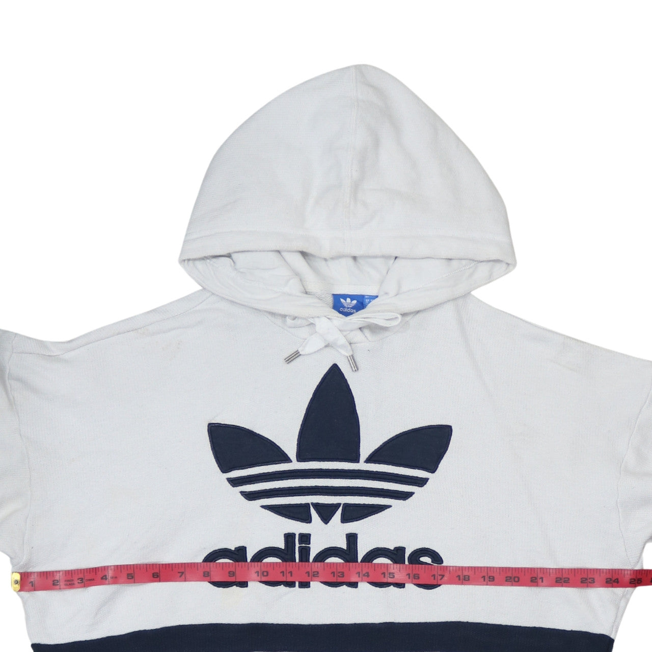 Adidas Womens White Grey Navy Hoodie Size 16 Pullover Cotton