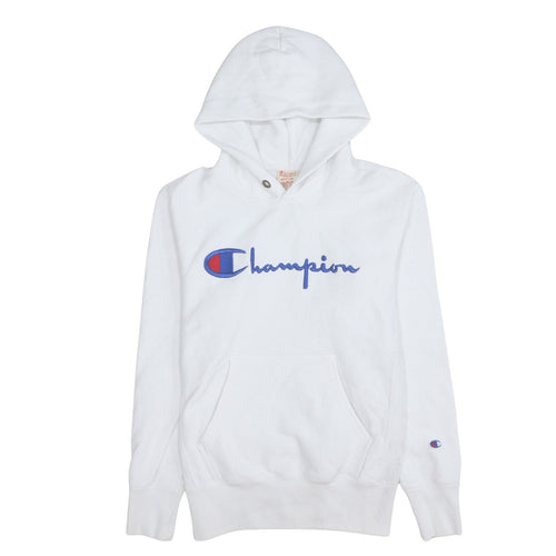 Champion Men's White Medium Pullover Hoodie with Embroidered Logo
