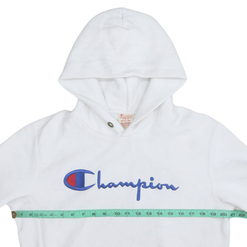 Champion Men's White Medium Pullover Hoodie with Embroidered Logo