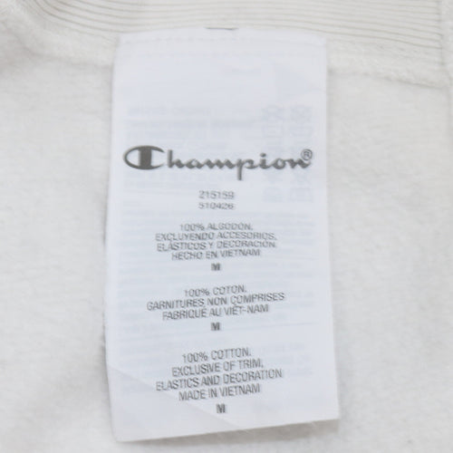 Champion Men's White Medium Pullover Hoodie with Embroidered Logo