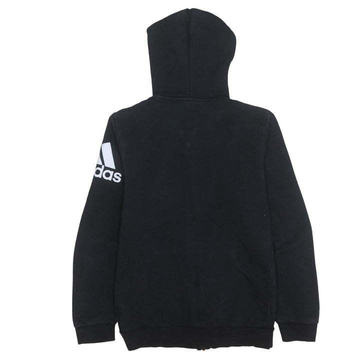 Adidas Boys Black Full Zip Hoodie Size 15-16 Years Cotton Blend