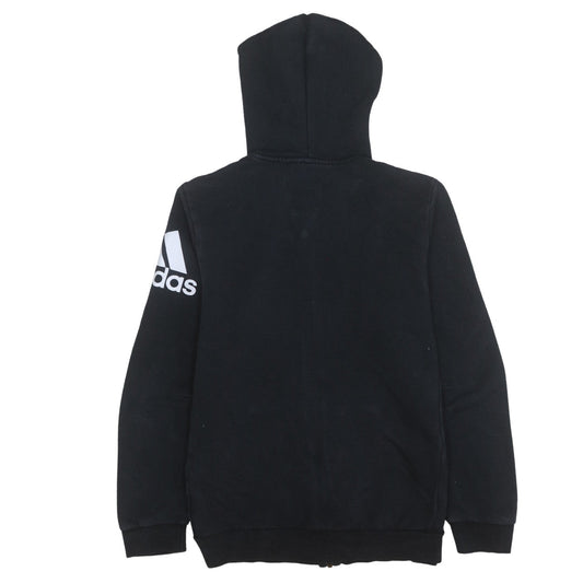 Adidas Boys Black Full Zip Hoodie Size 15-16 Years Cotton Blend