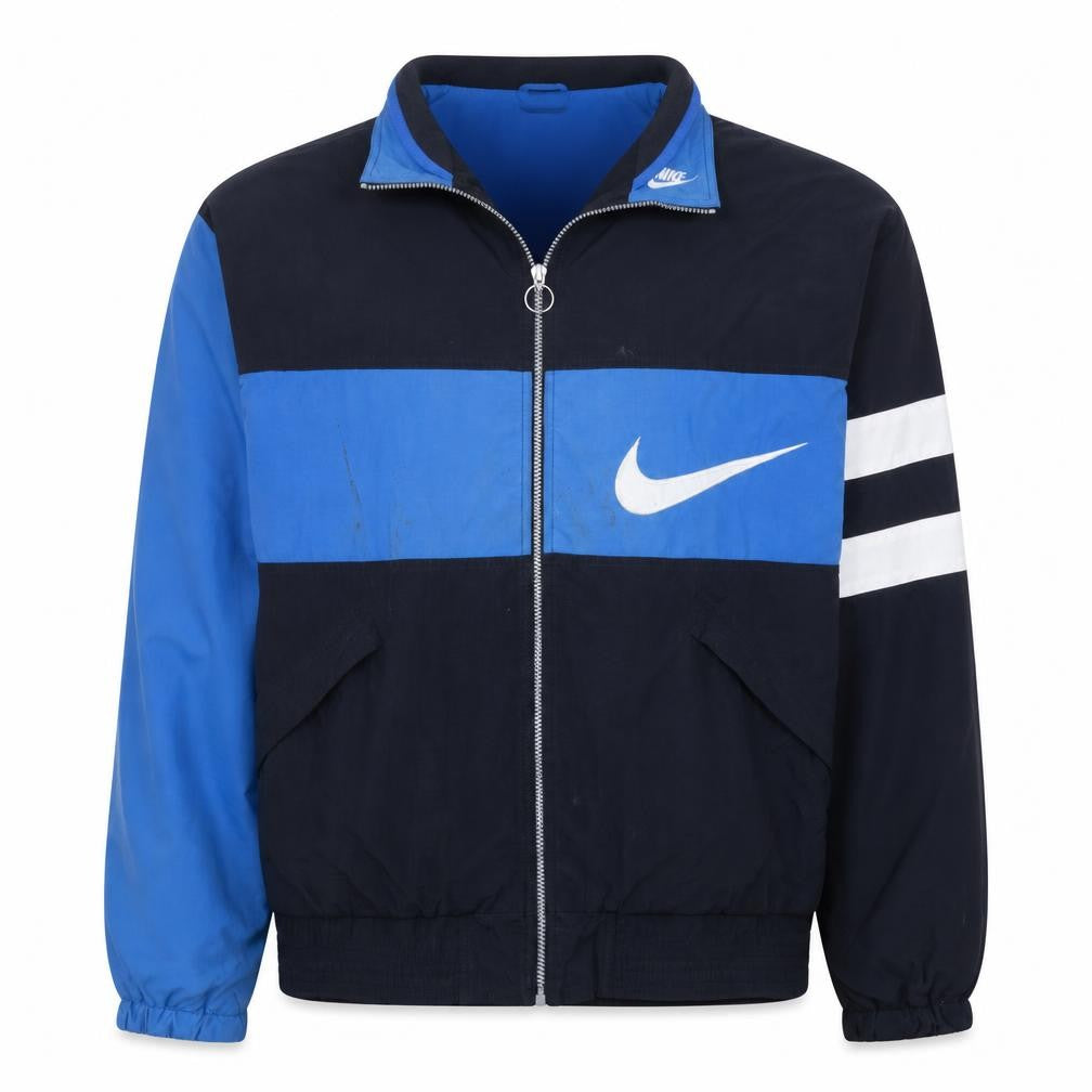 Front view of Nike Premier Men's Blue Black Full Zip Lightweight Bomber Jacket XL