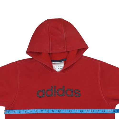 Adidas Boys Red Pullover Hoodie - Size 11-12 Years, Classic Logo Design