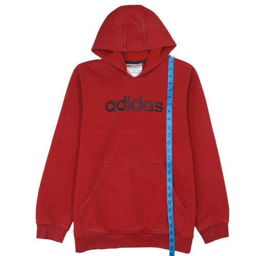 Adidas Boys Red Pullover Hoodie - Size 11-12 Years, Classic Logo Design