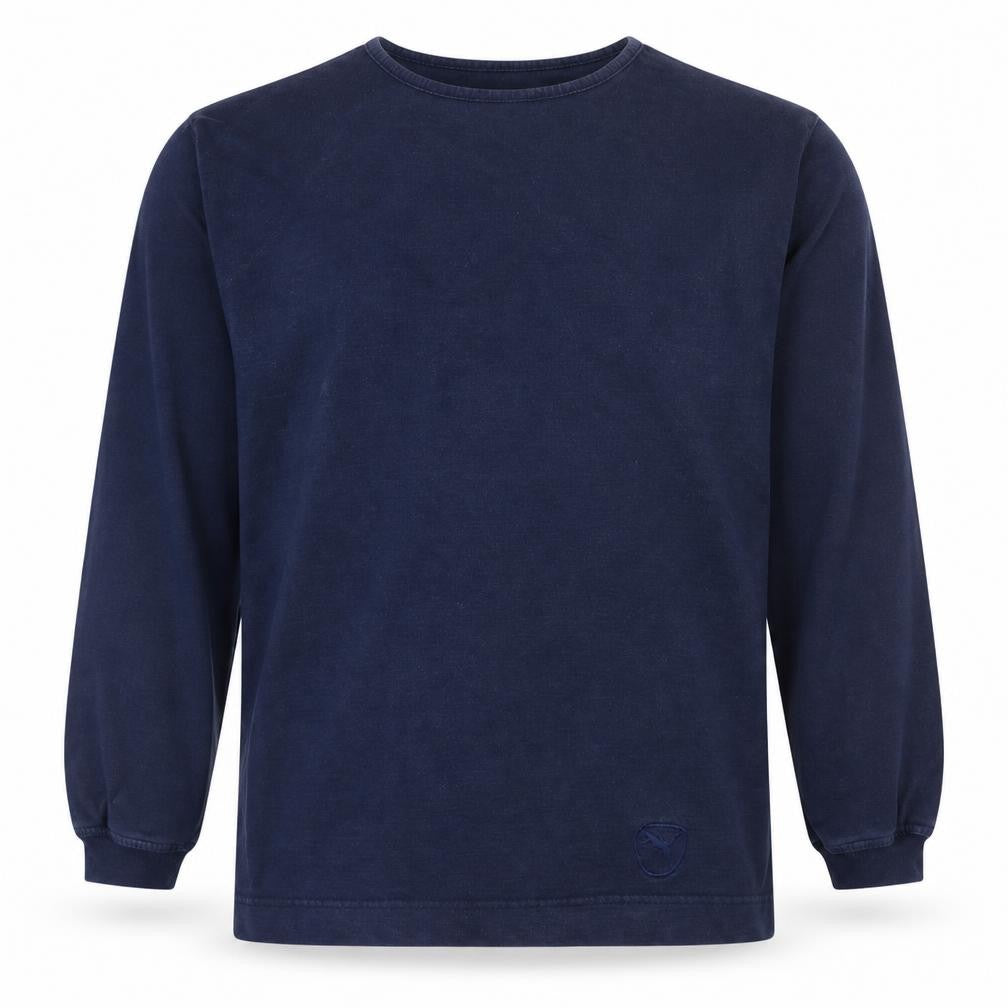 Front view of Puma Men's Blue Crew Neck Long Sleeve Pullover Sweatshirt S