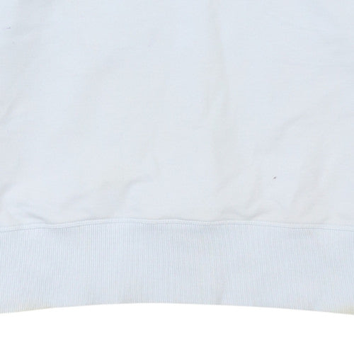 Diesel Men's White Crew Neck Logo Pullover Sweatshirt L